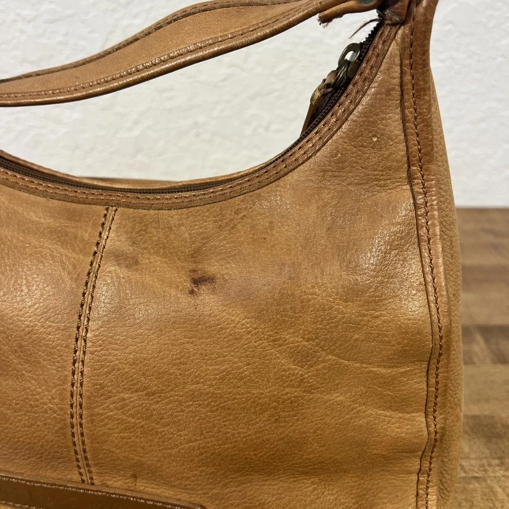 Vintage Fossil 1954 Genuine Leather Purse Shoulder Handbag Tan #75082